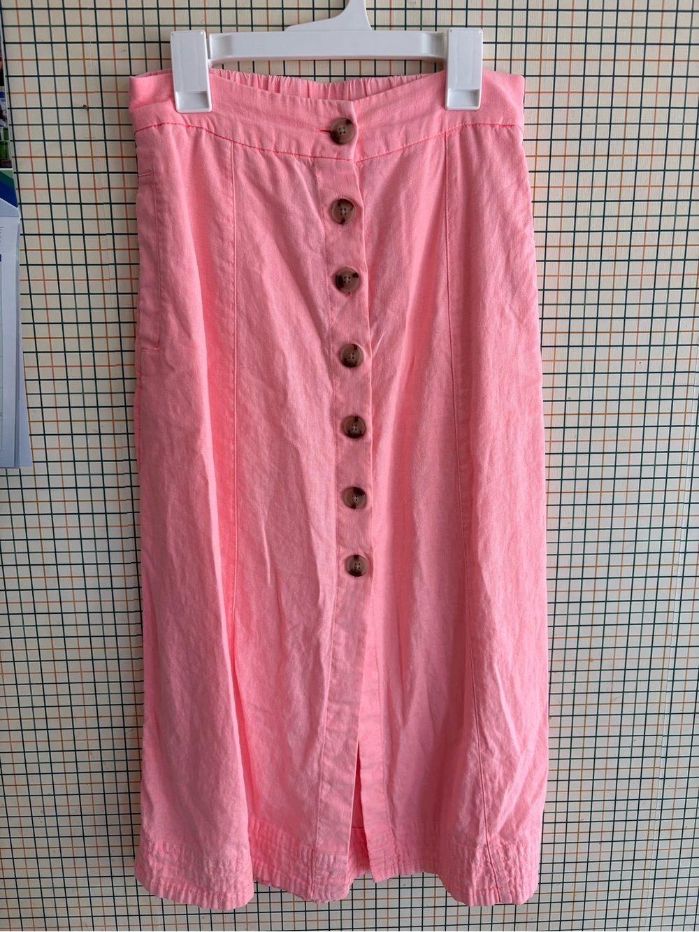 Universal Thread Pink Button-Front Midi Skirt